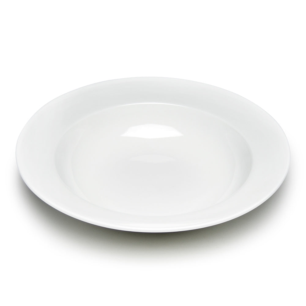 12-1/2" Round Wide-Rim Bowl, White Ceramic