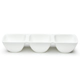 3-Compartment Square Bowl 15", White Ceramic