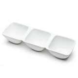 3-Compartment Square Bowl 15", White Ceramic