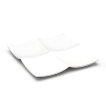 11½″ White Ceramic 4-Compartment Square Plate