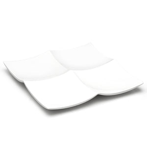 4-Compartment Square Plate 13-1/4", White Ceramic