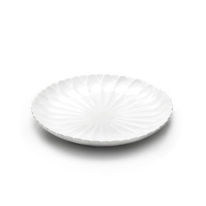 8" Flower Round Plate, White Ceramic
