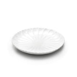 8" Flower Round Plate, White Ceramic