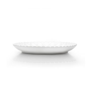 8" Flower Round Plate, White Ceramic