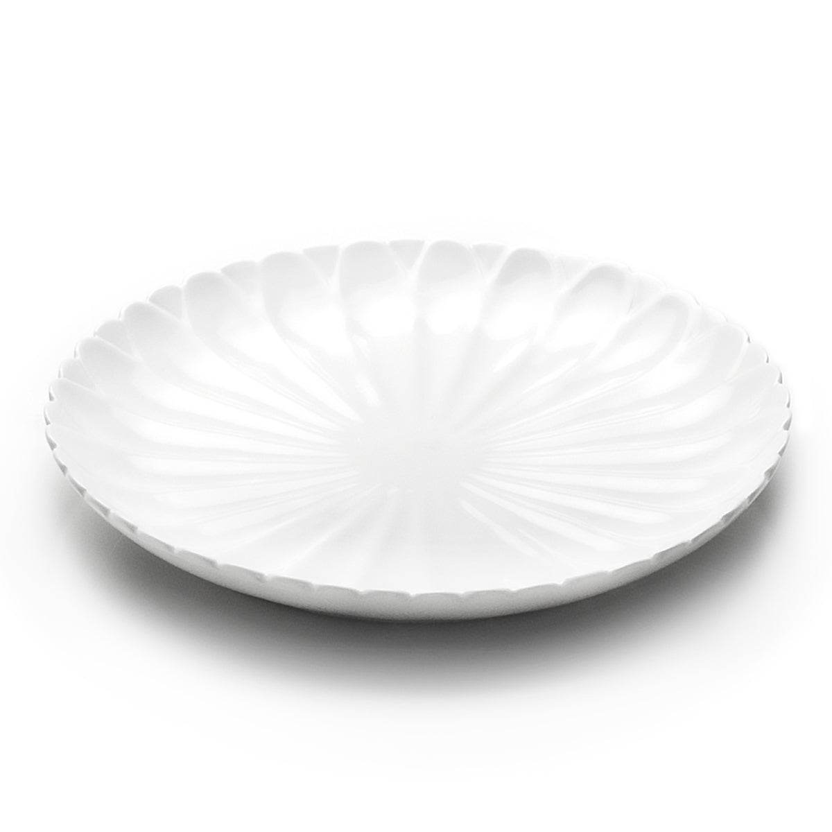 12-1/4"D Round Flower Plate, White Ceramic