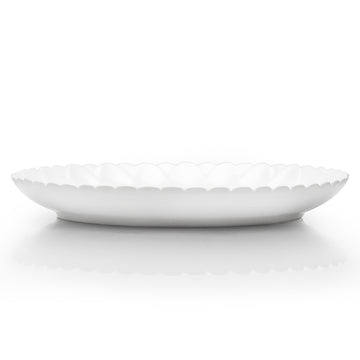 12-1/4"D Round Flower Plate, White Ceramic