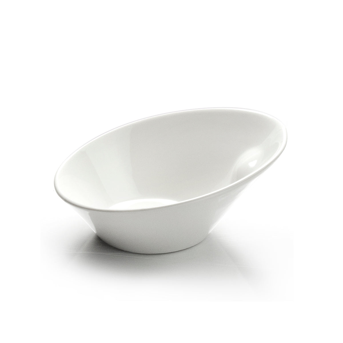 6-1/4"x5-3/4" Slanted Bowl, White Ceramic