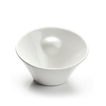 6-1/4"x5-3/4" Slanted Bowl, White Ceramic