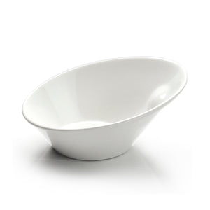 8-1/8"x7-1/8" Slanted Bowl, White Ceramic