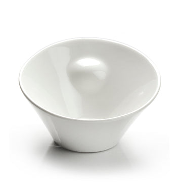 8-1/8"x7-1/8" Slanted Bowl, White Ceramic