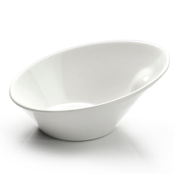 10"x9" Slanted Bowl, White Ceramic