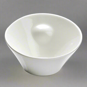 10"x9" Slanted Bowl, White Ceramic