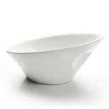 10"x9" Slanted Bowl, White Ceramic