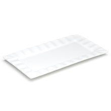 13⅞″ × 7½″ White Ceramic Ruffle-Rim Rectangular Plate
