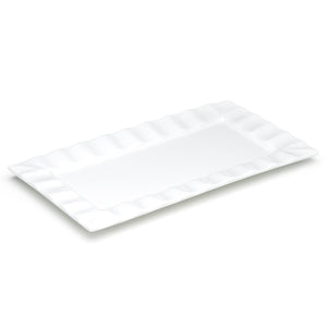 13-7/8"x7-1/2" Ruffle Rectangular Plate, White Ceramic
