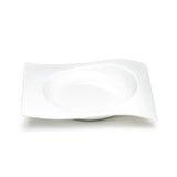 10-1/4"x8-1/2" Wavy Square Coup Plate, White Ceramic