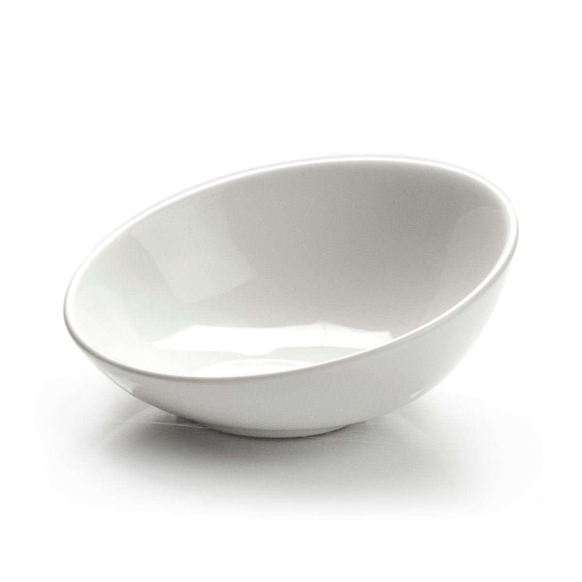 7-1/2" Slanted Bowl, White Ceramic