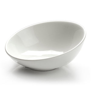9-1/4" Slanted Bowl, White Ceramic