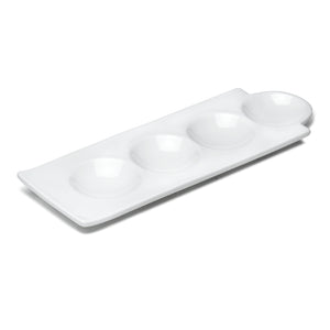 4-Compartment Plate 12"x4", White Ceramic