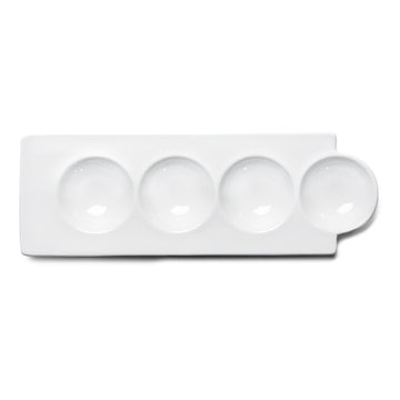 4-Compartment Plate 12"x4", White Ceramic