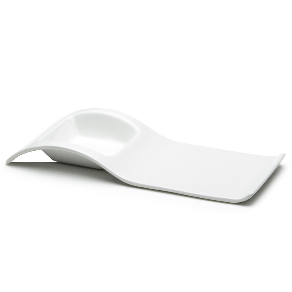 2-Compartment Rectangular Plate 11-3/4"x5", White Ceramic
