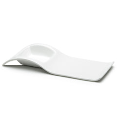 2-Compartment Rectangular Plate 11-3/4"x5", White Ceramic