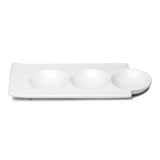 9-3/8"X4-1/8" 3-Compartment Sauce Plate, White Ceramic
