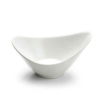 6-1/4"x4-5/8" Irregular Salad Bowl, White Ceramic