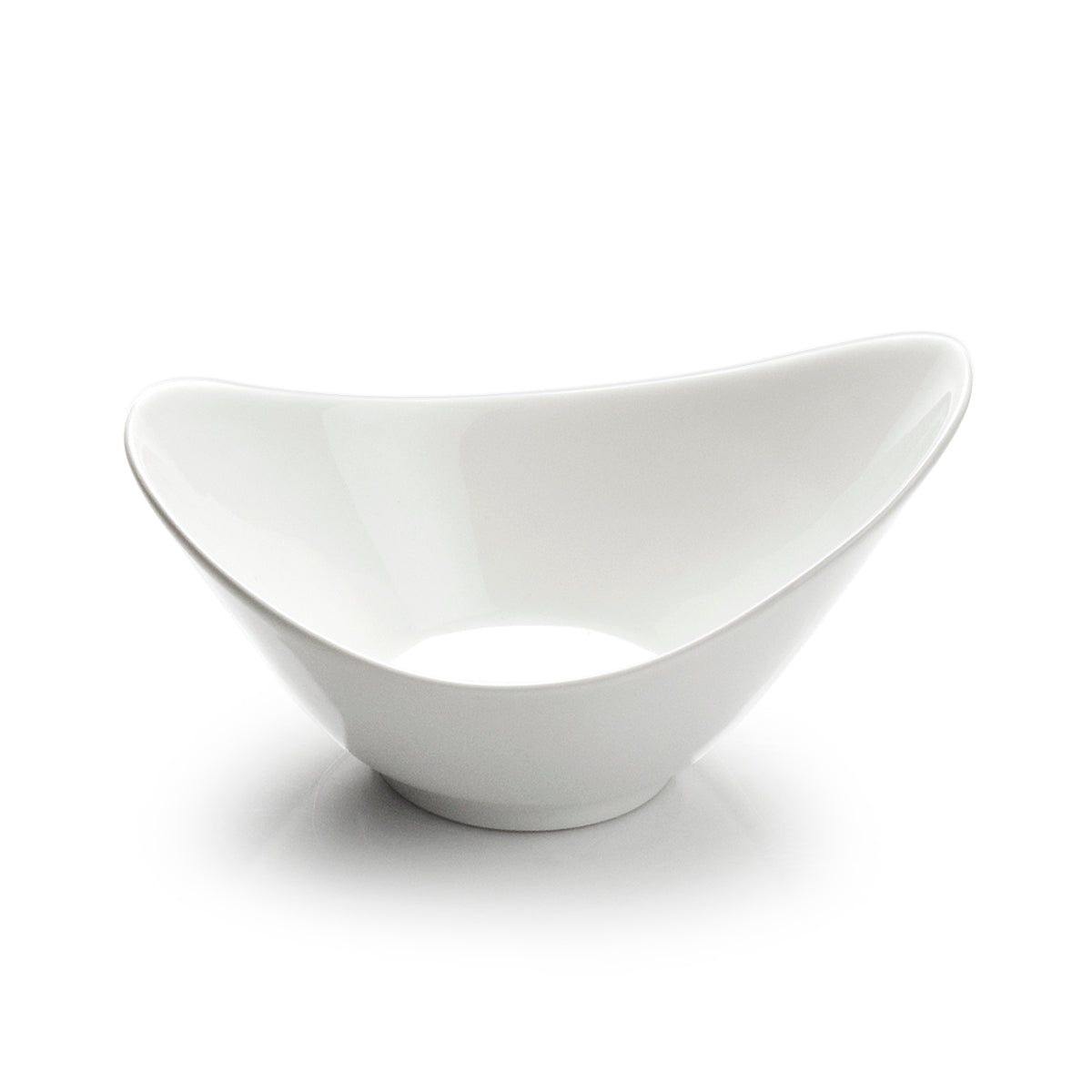 6-1/4"x4-5/8" Irregular Salad Bowl, White Ceramic