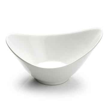 8"x5-1/8" Irregular Salad Bowl, White Ceramic