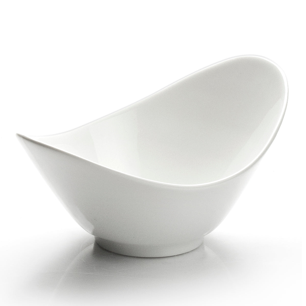8"x5-1/8" Irregular Salad Bowl, White Ceramic