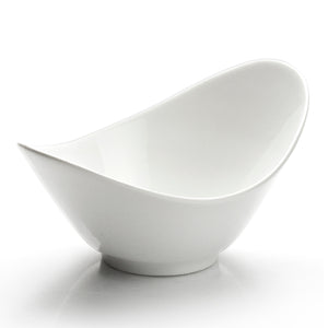 8"x5-1/8" Irregular Salad Bowl, White Ceramic
