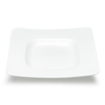 10-3/8" Square Wide Rim Plate, White Ceramic