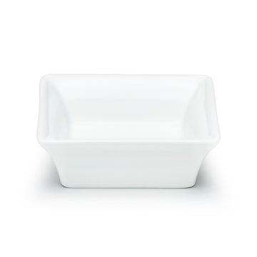 3-3/4" Square Sauce Bowl, White Ceramic