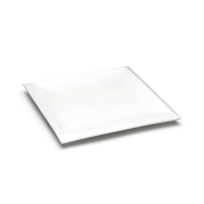 10″ White Ceramic Square Plate — Defined Border — A Defined Square Border
