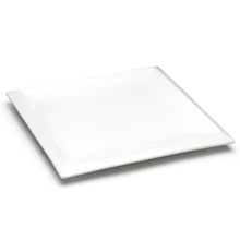 13⅞″ White Ceramic Square Platter — Defined Border