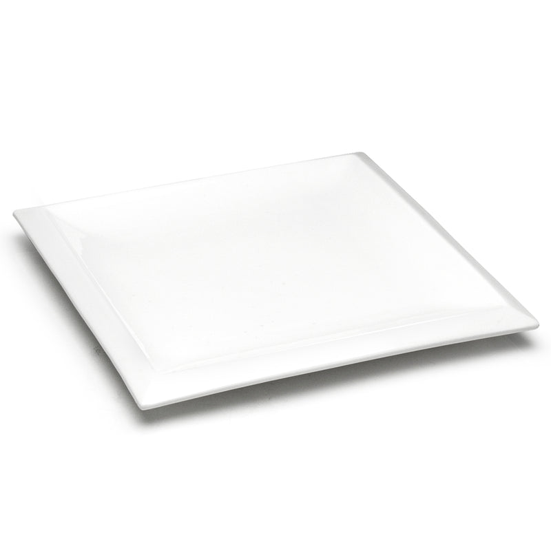 13⅞″ White Ceramic Square Platter — Defined Border — A Broad Square Format