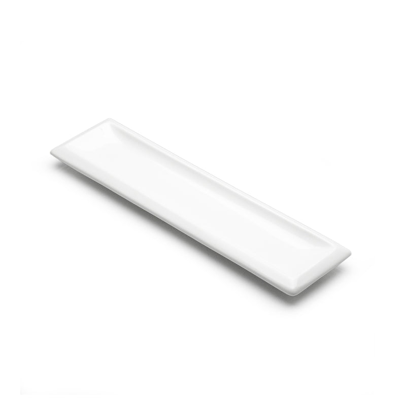 14¼″ × 3¾″ White Ceramic Rectangular Sushi Plate — A Slim White Frame