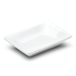 3-3/4"x2-1/2" Rectangular Plate, White Ceramic