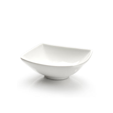 5-3/8"x1-3/4"H  Square Bowl, White Ceramic