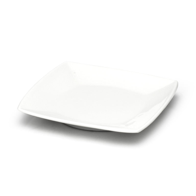 10″ White Ceramic Curved-Square Plate — A Curved Square Outline