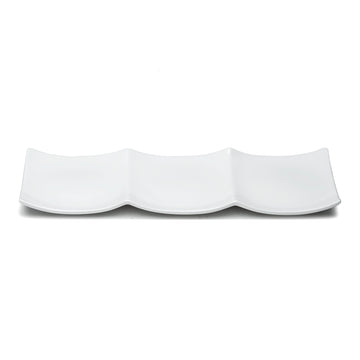3-Compartment Plate 14-7/8"X4-7/8", White Ceramic