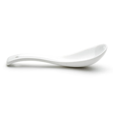 5-1/2"L Soup Spoon, White Ceramic
