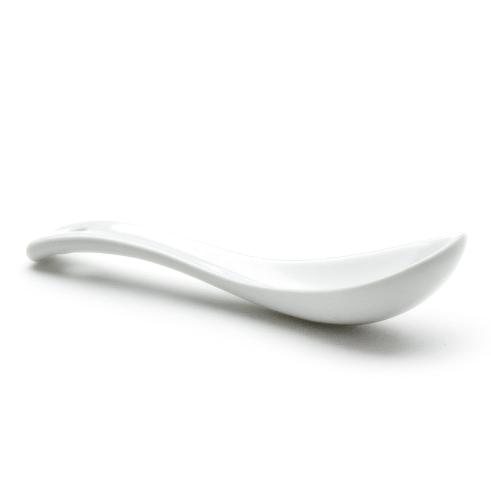 5-1/2"L Soup Spoon, White Ceramic