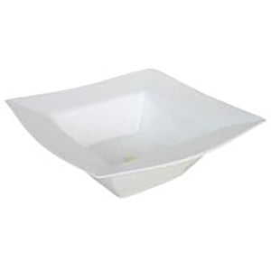 9" Square Wide Rim Bowl, White Ceramic