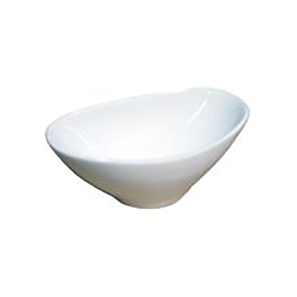 4-1/4x2-1/2" Slanted Sauce Bowl, White Ceramic