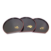Half-Moon Lacquer Tray 8-3/4"x8", Black