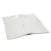 9-1/2" Square Irregular Plate, White Ceramic
