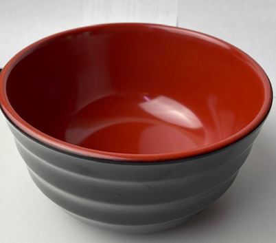 Melamine Round Bowl 6-3/4", Black/Red