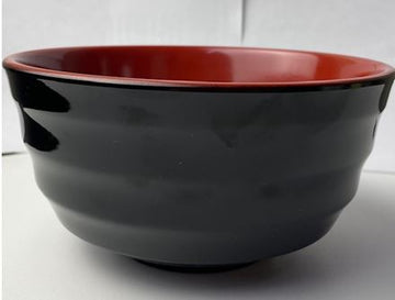 Melamine Round Bowl 6-3/4", Black/Red